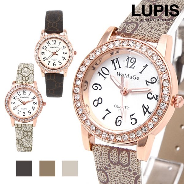 ゴールド＆パヴェデザインレザーウォッチ 腕時計 | LUPIS | 詳細画像1 