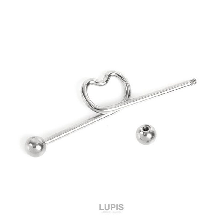 【14G】ハートインダストリアルロングバーベルボディピアス 【サージカルステンレ… | LUPIS | 詳細画像2 