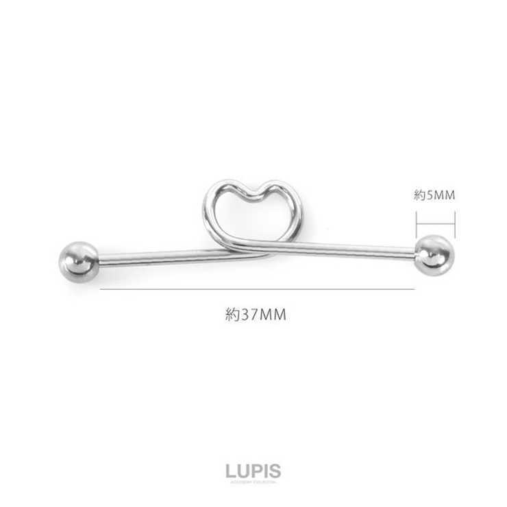 【14G】ハートインダストリアルロングバーベルボディピアス 【サージカルステンレ… | LUPIS | 詳細画像4 