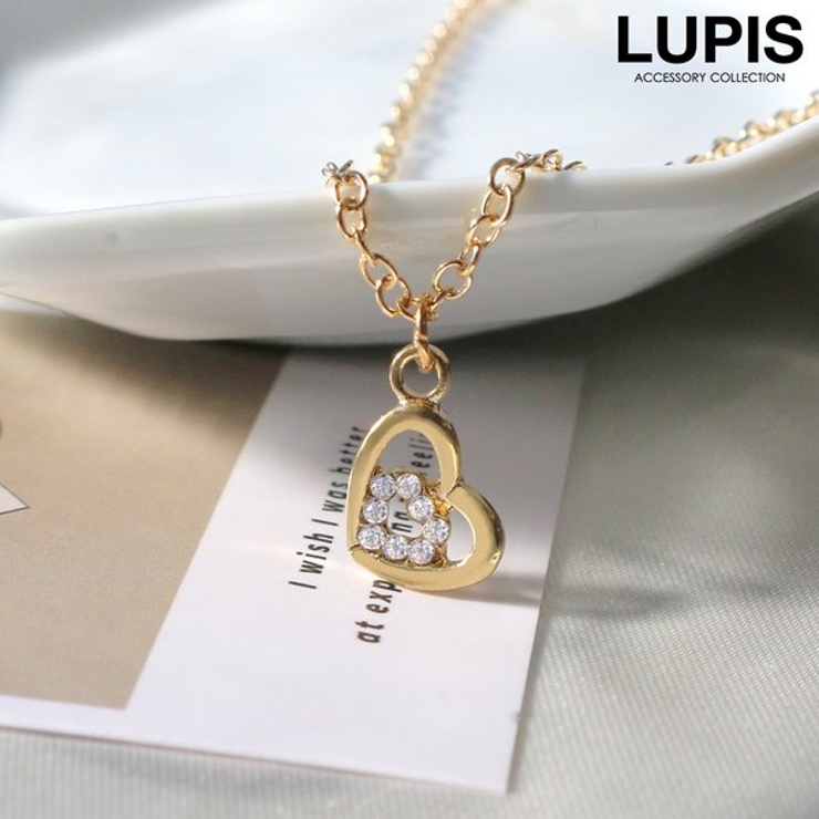 ダブルオープンハートパヴェネックレス 【アクセサリー アクセ | LUPIS | 詳細画像1 
