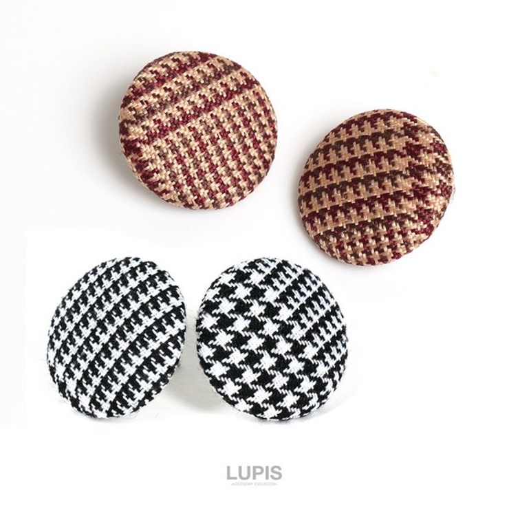 千鳥柄ボタンイヤリング【クリップ式】 | LUPIS | 詳細画像3 