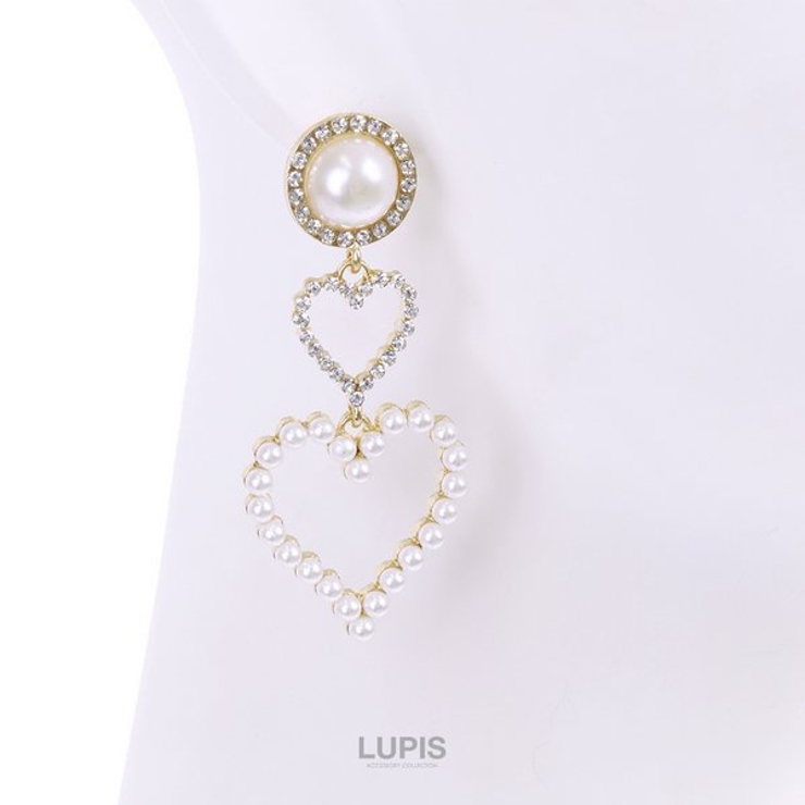 パール×2連ハートピアス  | LUPIS | 詳細画像5 