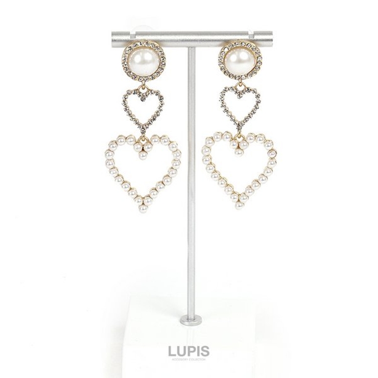 パール×2連ハートピアス  | LUPIS | 詳細画像8 