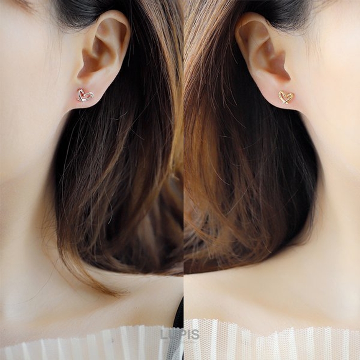 プチワイヤーハートピアス【小ぶり S925ポスト】 | LUPIS | 詳細画像6 