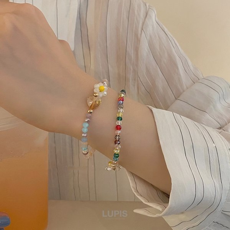 フラワー×ハートビーズブレスレット [品番：LPSA0004657]｜LUPIS