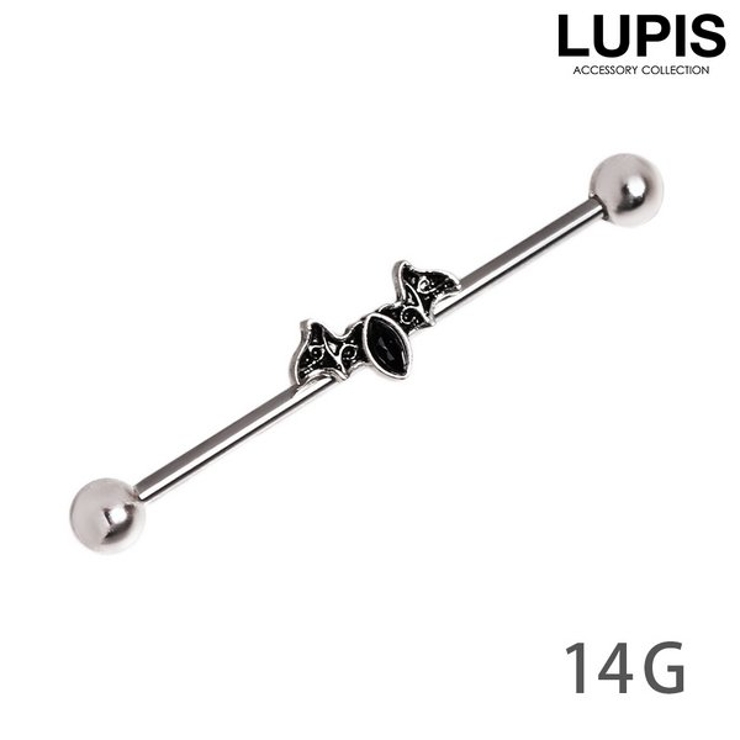 【14G】コウモリインダストリアルロングバーベルボディピアス | LUPIS | 詳細画像1 