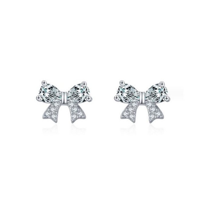 品切れ中　No.874 リボンピアス　レース　シルバー　シンプル　ジルコニア ジルコニアリボンピアス[品番：LPSA0005299]｜LACORDE （ラコーデ