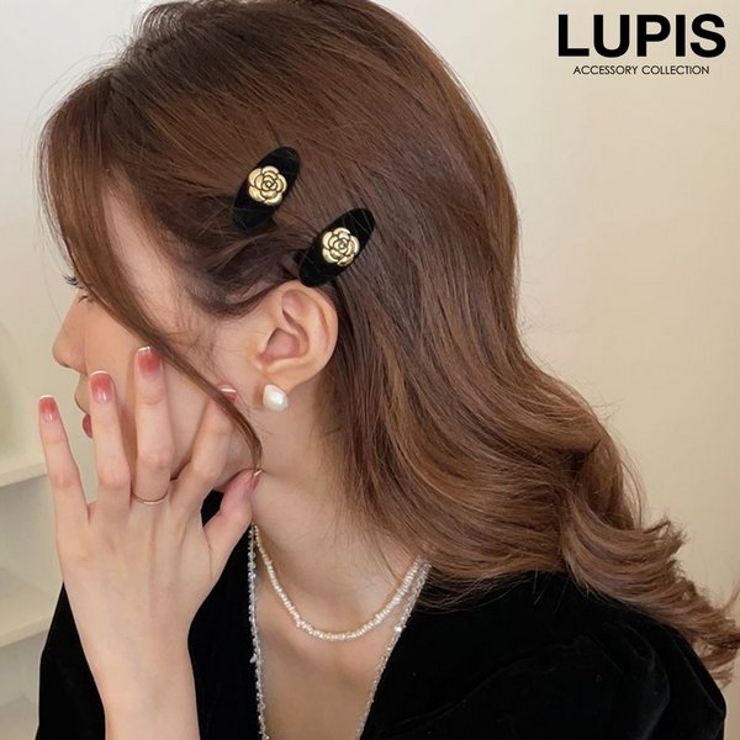 アンティーク調フラワーベロア風ミニヘアクリップ【小ぶり】 | LUPIS | 詳細画像1 