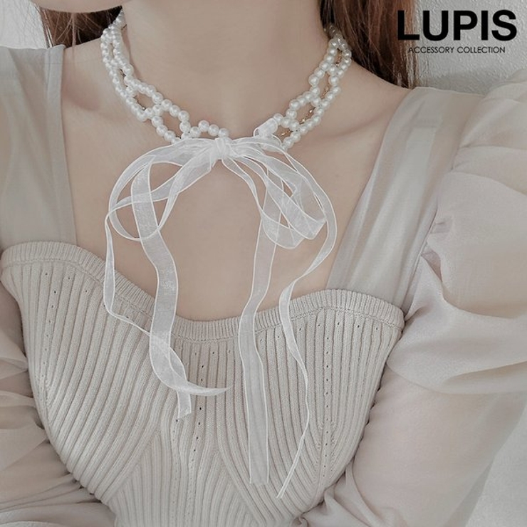 パールリボンネックレス(カチューシャ) | LUPIS | 詳細画像1 