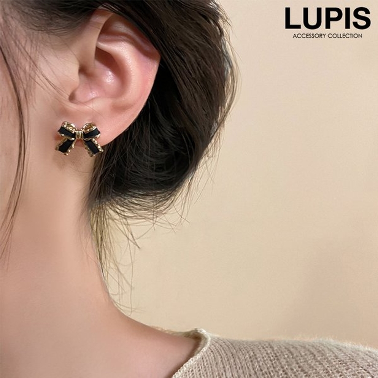 モノトーンリボンピアス【S925ポスト】 | LUPIS | 詳細画像1 