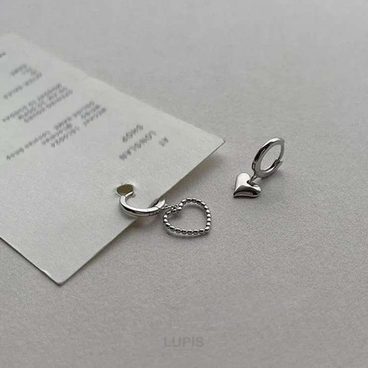 アシンメトリーメタルハートフープピアス | LUPIS | 詳細画像4 