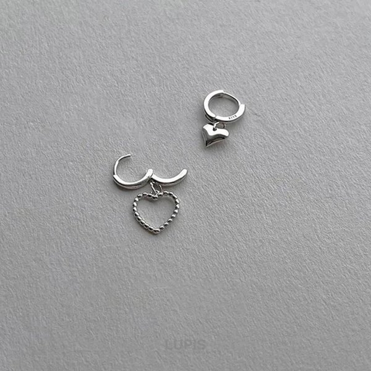 アシンメトリーメタルハートフープピアス | LUPIS | 詳細画像5 