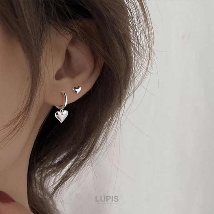 アシンメトリーメタルハートフープピアス | LUPIS | 詳細画像8 
