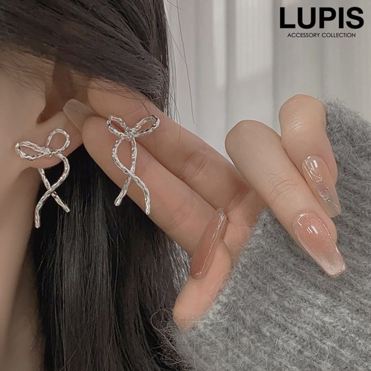 バックキャッチリボンピアス【S925ポスト】 | LUPIS | 詳細画像1 