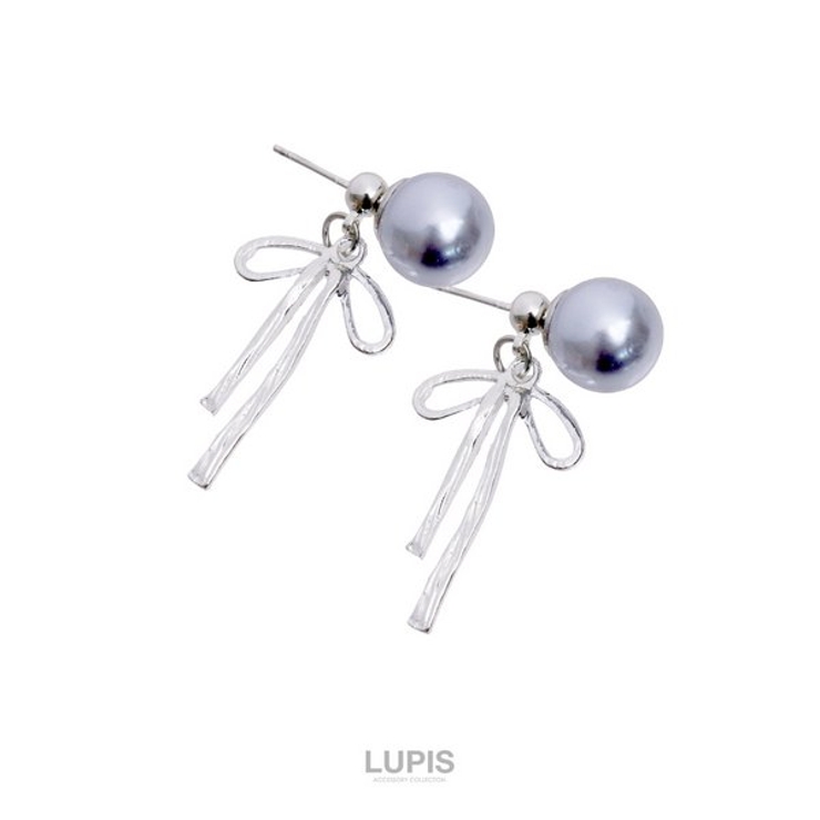 グレーパール×リボンバックキャッチピアス【S925ポスト 2way】 | LUPIS | 詳細画像3 