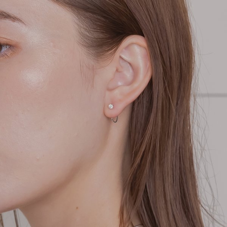 【金属アレルギー対応 316L】キャッチレスジルコニアステンレスフープピアス | LUPIS | 詳細画像1 