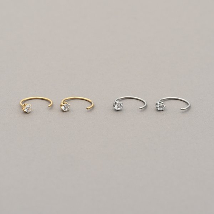 【金属アレルギー対応 316L】キャッチレスジルコニアステンレスフープピアス | LUPIS | 詳細画像5 