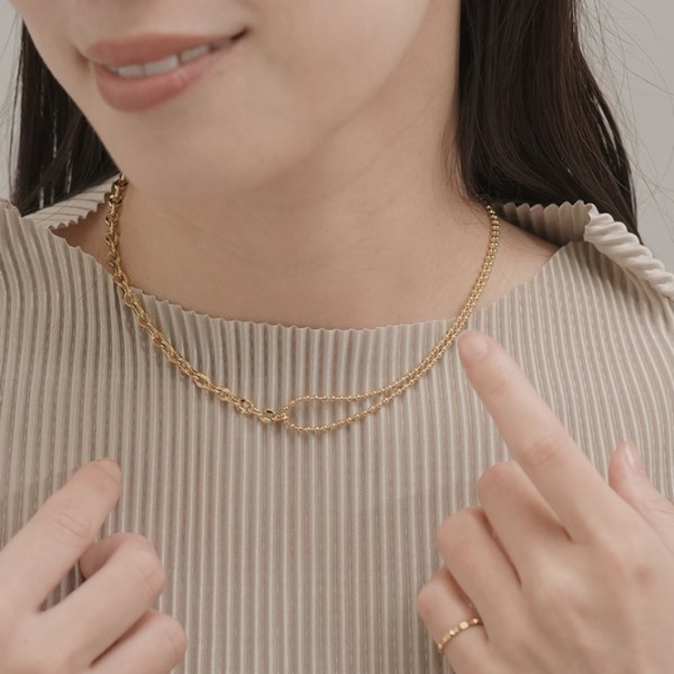 アシンメトリーマンテルステンレスネックレス | LUPIS | 詳細画像2 