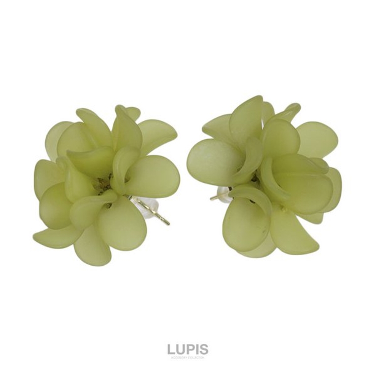 グリーン | マットフラワーピアス 【シルバー925ポスト S925ポスト | LUPIS