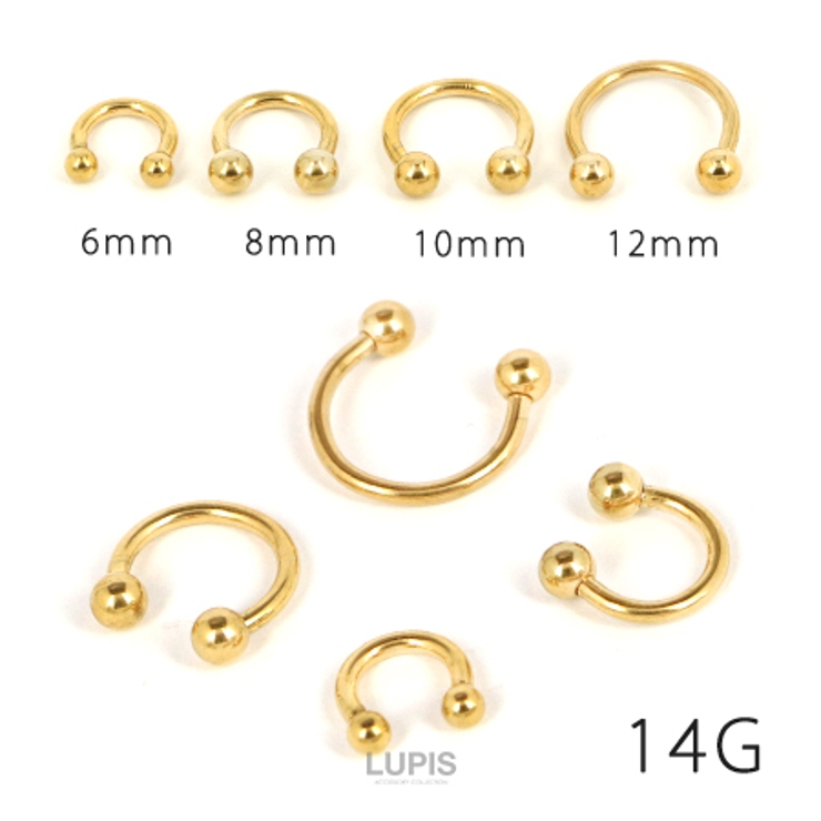 【14G】ゴールドシンプルサーキュラーバーベルボディピアス | LUPIS | 詳細画像4 