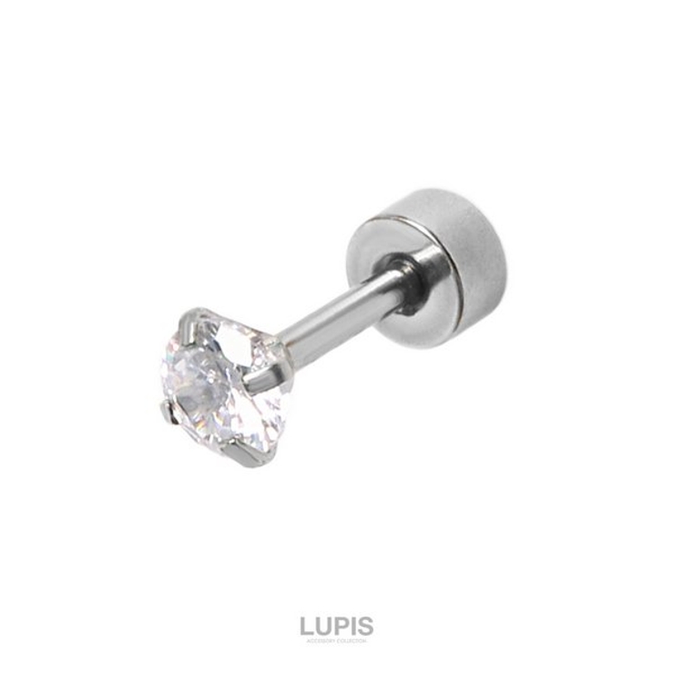 シルバー | ジュエル×ダンベルストレートバーベルボディピアス  | LUPIS