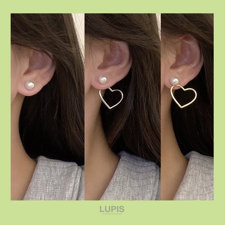 ハートフレームバックキャッチピアス【S925ポスト】 | LUPIS | 詳細画像2 
