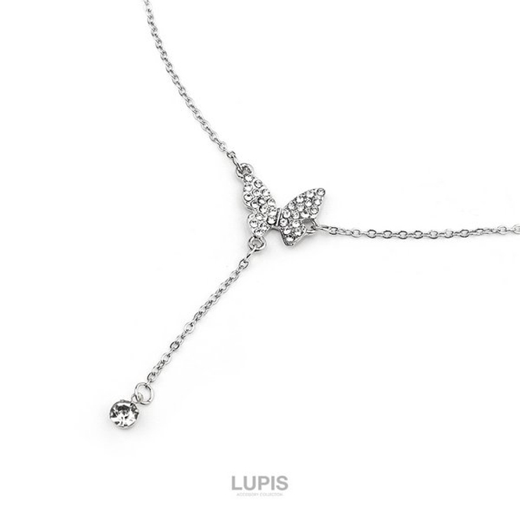 LUPIS バタフライ ネックレス シルバー LUPIS ネックレス レディース バタフライ レイヤード 2連