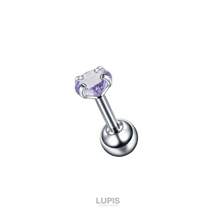 パープル | 【16G】カラーストーンストレートバーベルボディピアス | LUPIS