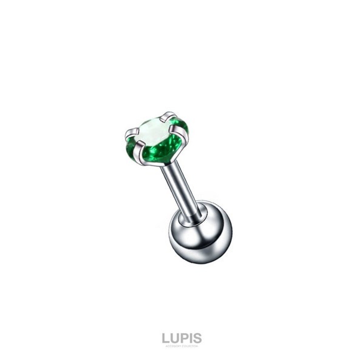 グリーン | 【16G】カラーストーンストレートバーベルボディピアス | LUPIS