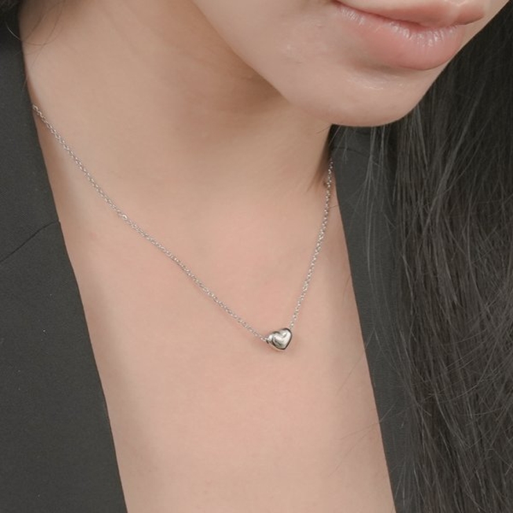 【金属アレルギー対応 316L】ぷっくりハートスレンレスネックレス | LUPIS | 詳細画像2 