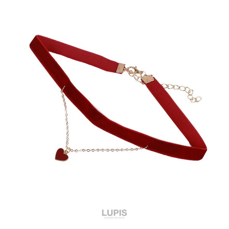 レッド | ハート×ベロアチョーカーネックレス | LUPIS