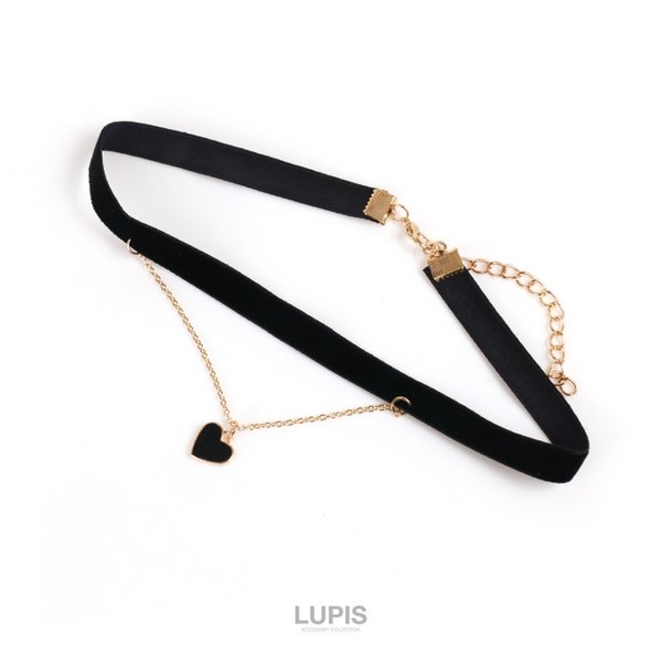 ブラック | ハート×ベロアチョーカーネックレス | LUPIS