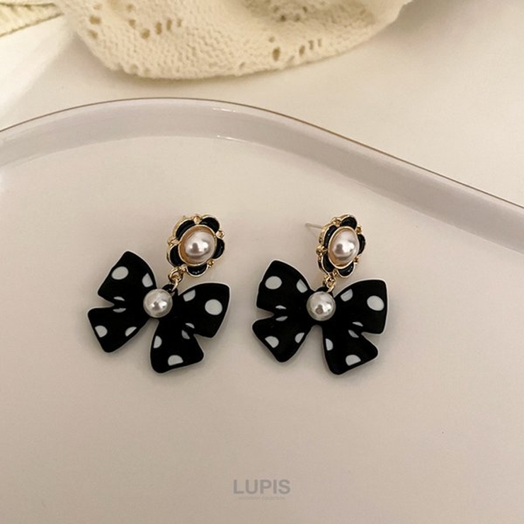 ドット柄リボンピアス【S925ポスト】 | LUPIS | 詳細画像5 