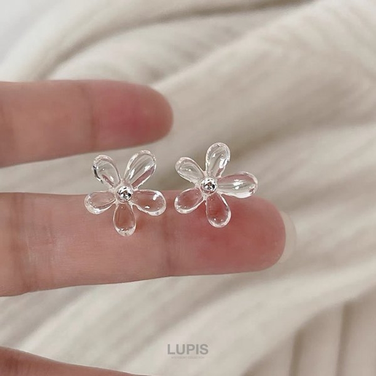 【S925ポスト】シンプルクリアフラワーピアス | LUPIS | 詳細画像2 