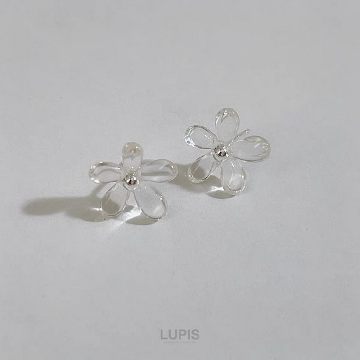 【S925ポスト】シンプルクリアフラワーピアス | LUPIS | 詳細画像3 