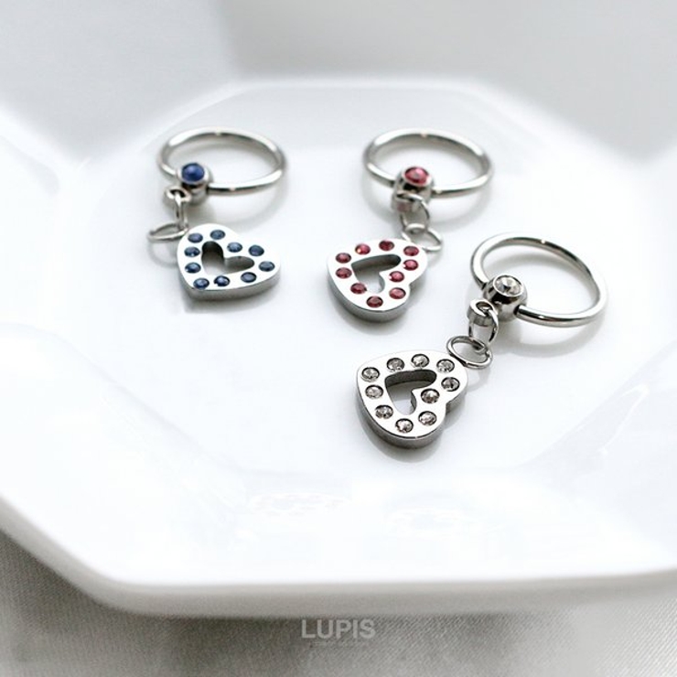 【16G】ハートチャームキャプティブジュエルビーズリングボディピアス 【サージカ… | LUPIS | 詳細画像6 