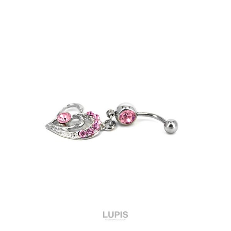 【14G】2連オープンハート＆ジュエルバナナバーベルボディピアス へそピアス | LUPIS | 詳細画像2 