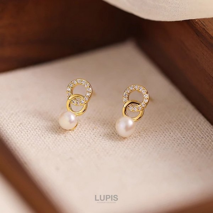 【S925ポスト】パールポイントツインリングピアス | LUPIS | 詳細画像3 