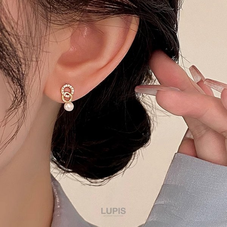 【S925ポスト】パールポイントツインリングピアス | LUPIS | 詳細画像5 