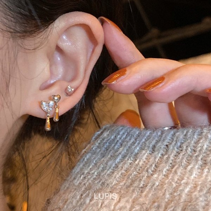 バタフライ×2連ハートピアスセット | LUPIS | 詳細画像3 