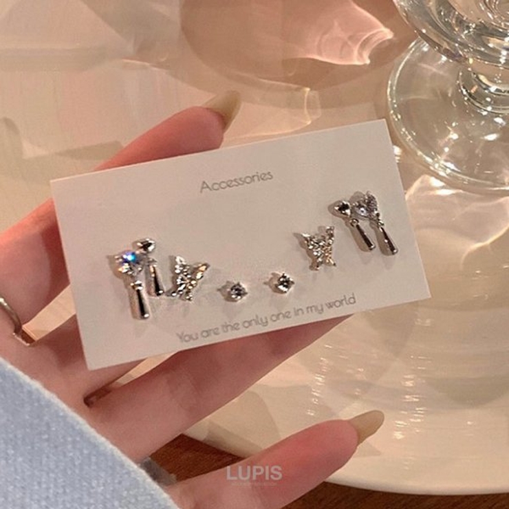 バタフライ×2連ハートピアスセット | LUPIS | 詳細画像4 