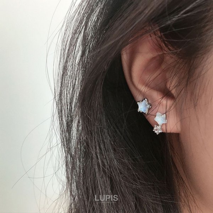 【S925ポスト】オーロラ2連スターピアス | LUPIS | 詳細画像2 