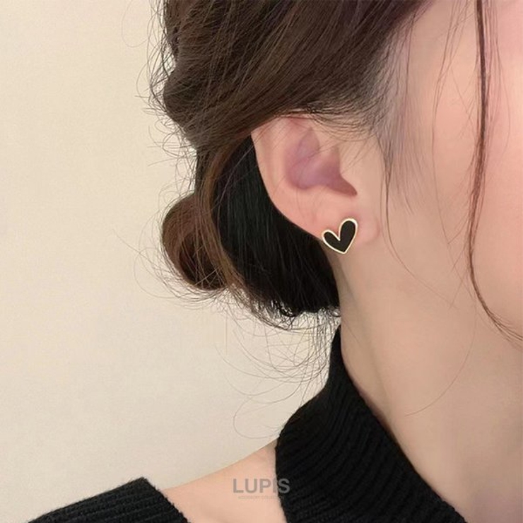 【S925ポスト】モノトーンハートピアス | LUPIS | 詳細画像3 