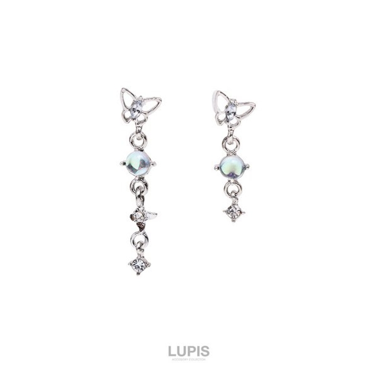 【S925ポスト】バタフライ×オーロラボールピアス | LUPIS | 詳細画像2 