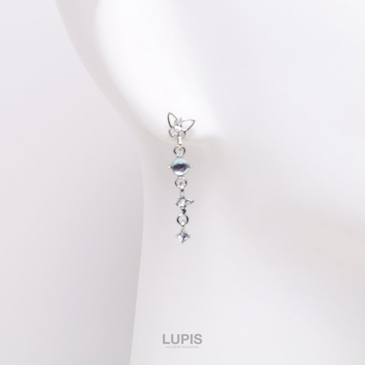 【S925ポスト】バタフライ×オーロラボールピアス | LUPIS | 詳細画像4 