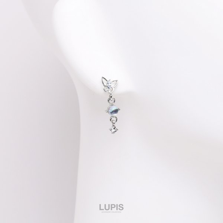 【S925ポスト】バタフライ×オーロラボールピアス | LUPIS | 詳細画像5 