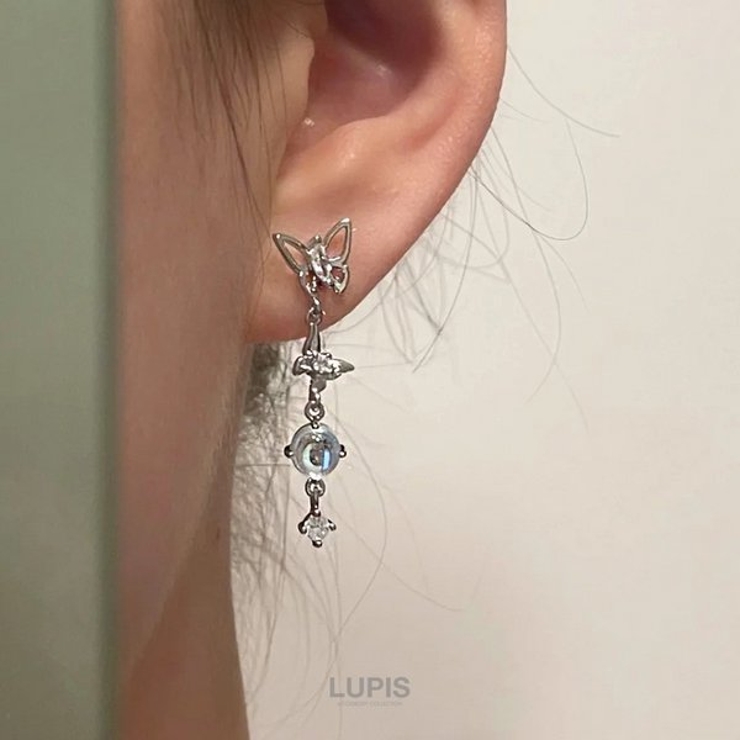 【S925ポスト】バタフライ×オーロラボールピアス | LUPIS | 詳細画像6 