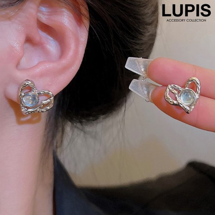 【S925ポスト】ニュアンスメタルハートピアス | LUPIS | 詳細画像1 