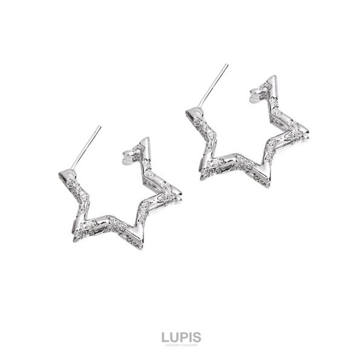 【S925ポスト】ダブルラインスターフープピアス | LUPIS | 詳細画像3 