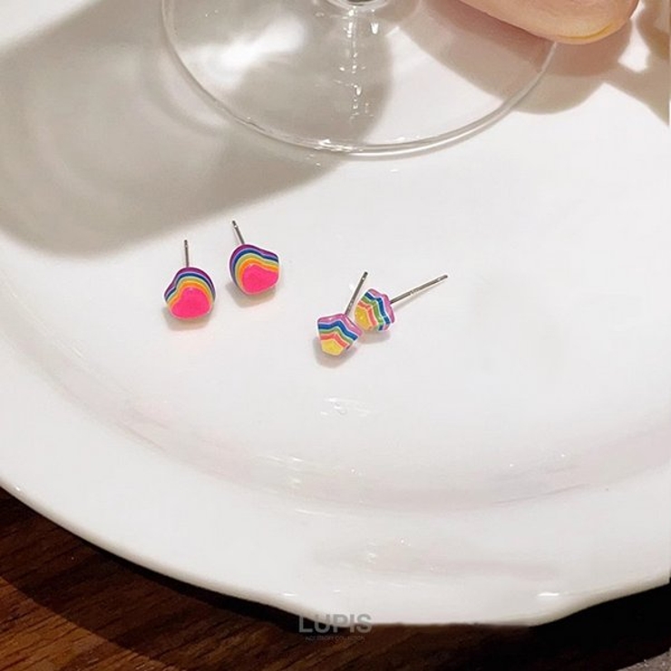 【S925ポスト】スター×ハートレインボーピアス | LUPIS | 詳細画像2 